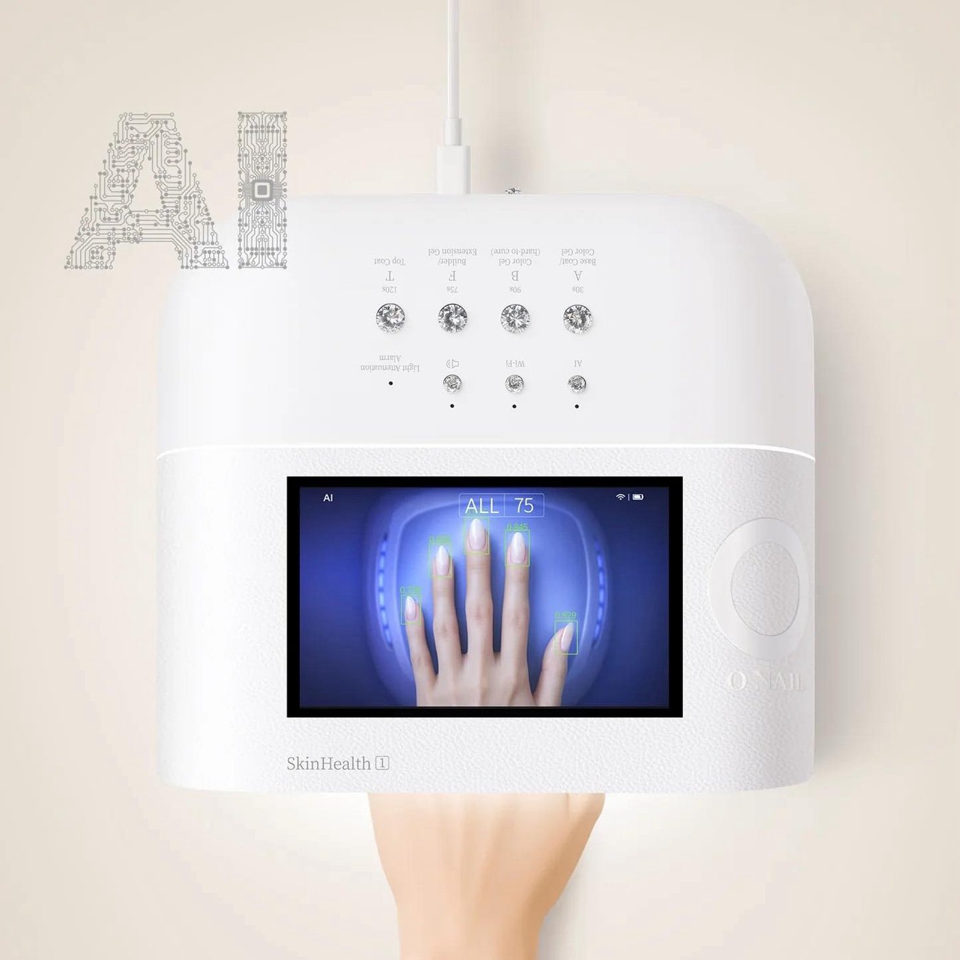 AI-UV-Lampe mit Kamera und Display im Nagelstudio Frankfurt