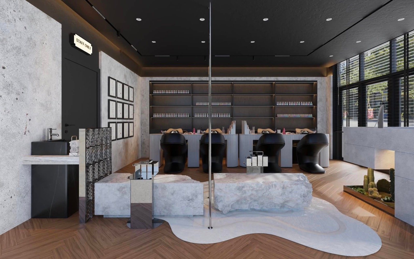 Salonbereich mit Nagelstationen – Nagelstudio Frankfurt